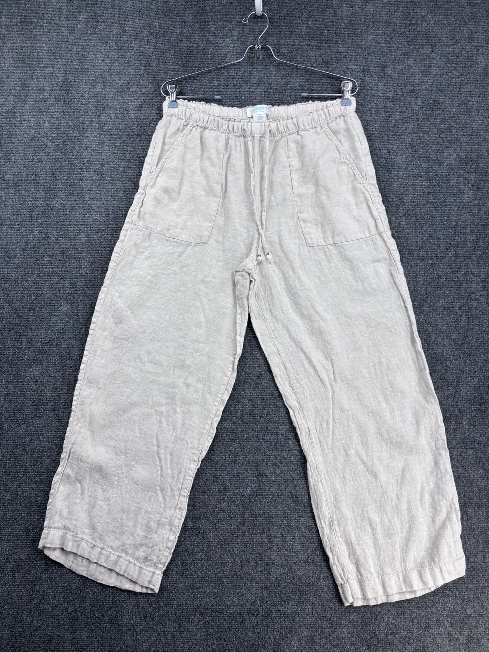 Cynthia Rowley Beige 100% Linen Beachy Lagenlook Wide Leg Relaxed Pants Size M